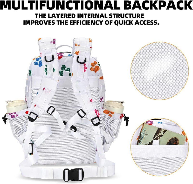 Lovelinks21 25L Tactical Military Backpack Small Travel Rucksack for Men and Women Assault Pack Bug Out Bag Molle Daypack Gym Backpack with Bottle Holder (Cat Paw) - Image 3